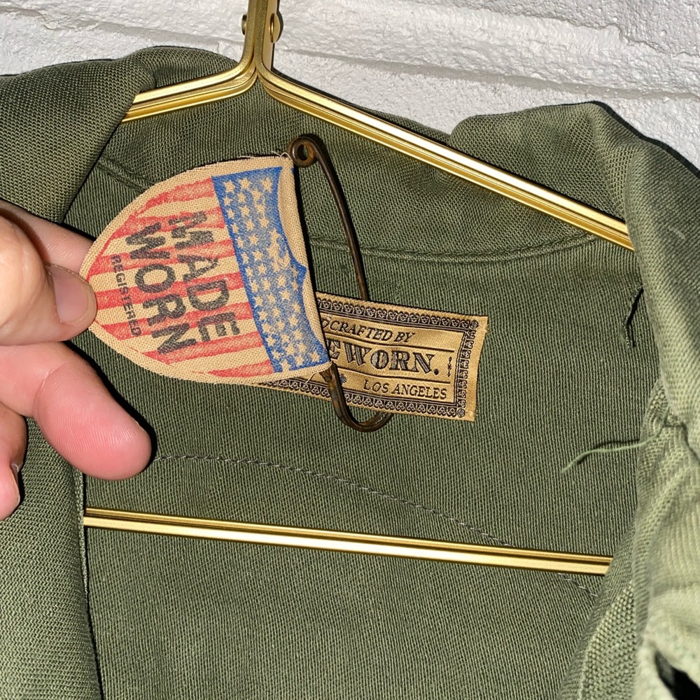 Madeworn xs WOODSTOCK PEACE & LOVE CHAIN STITCHED MILITARY JACKET - Picture 3 of 11
